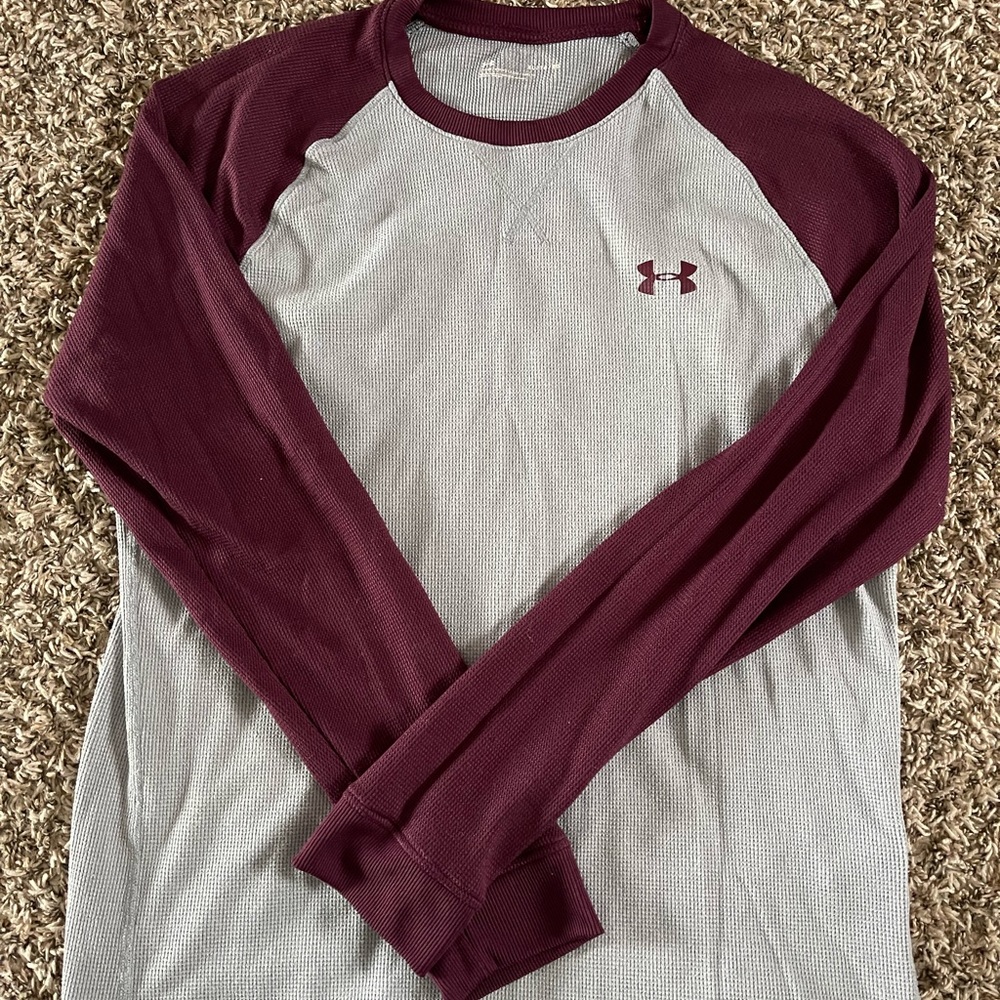 Gray/maroon long sleeve shirt